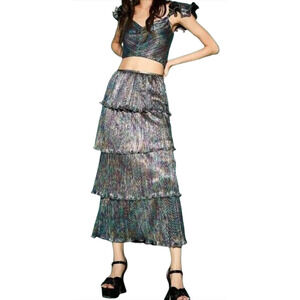 NEW SAYLOR FREE PEOPLE GIANNA TIERED RUFFLE SKIRT TOP SET SIZE XS